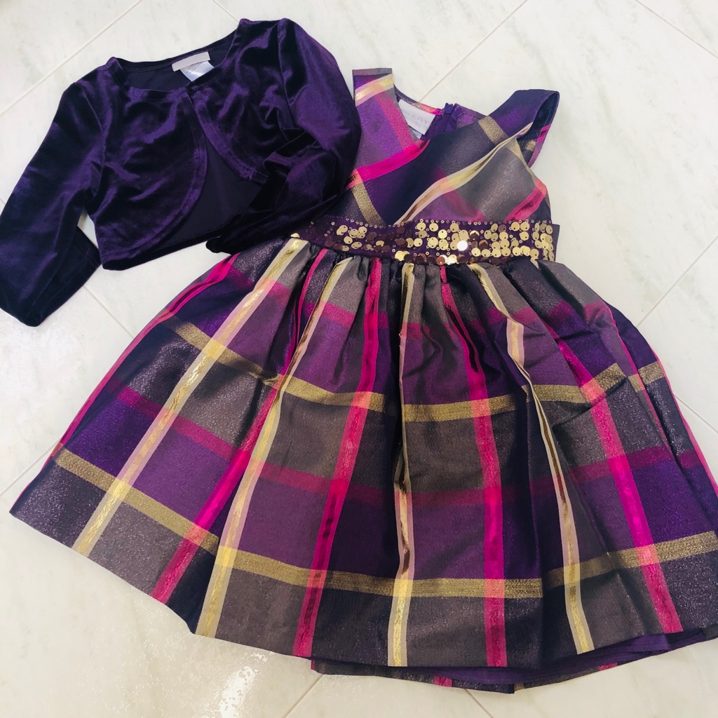 Beautiful Purple Sparkle Dress W/ Velvet Sweater